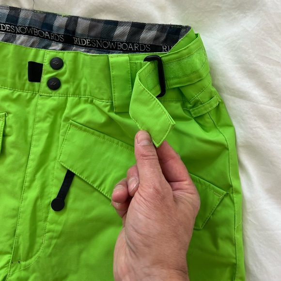 Men’s RIDE snowboard pants neon green medium snowboarding - Picture 3 of 5
